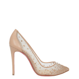 Scarpin Louboutin Bege com brilhos Tam. 32,5 Br
