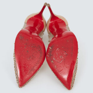 Scarpin Louboutin Bege com brilhos Tam. 32,5 Br