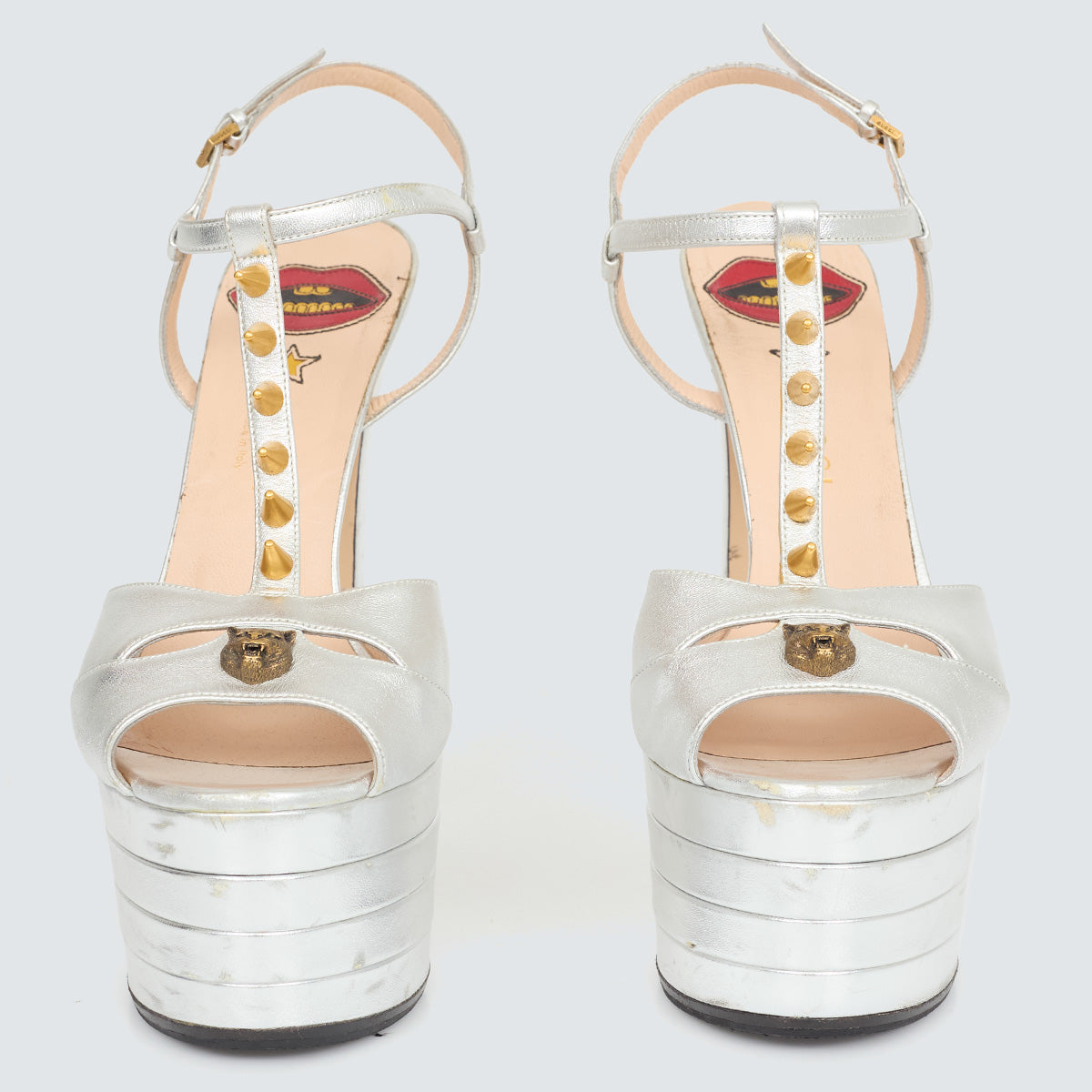 Sandália Gucci Angel Prata Tam. 38 Br
