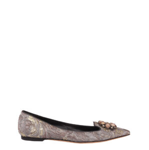 Sapatilha Bico Fino Dolce & Gabbana Cinza com Dourado TAM. 37,5 BR