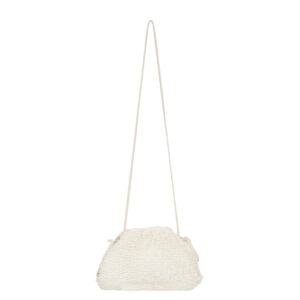 Bolsa Bottega Veneta Mini Pouch Curly Raffia Branca