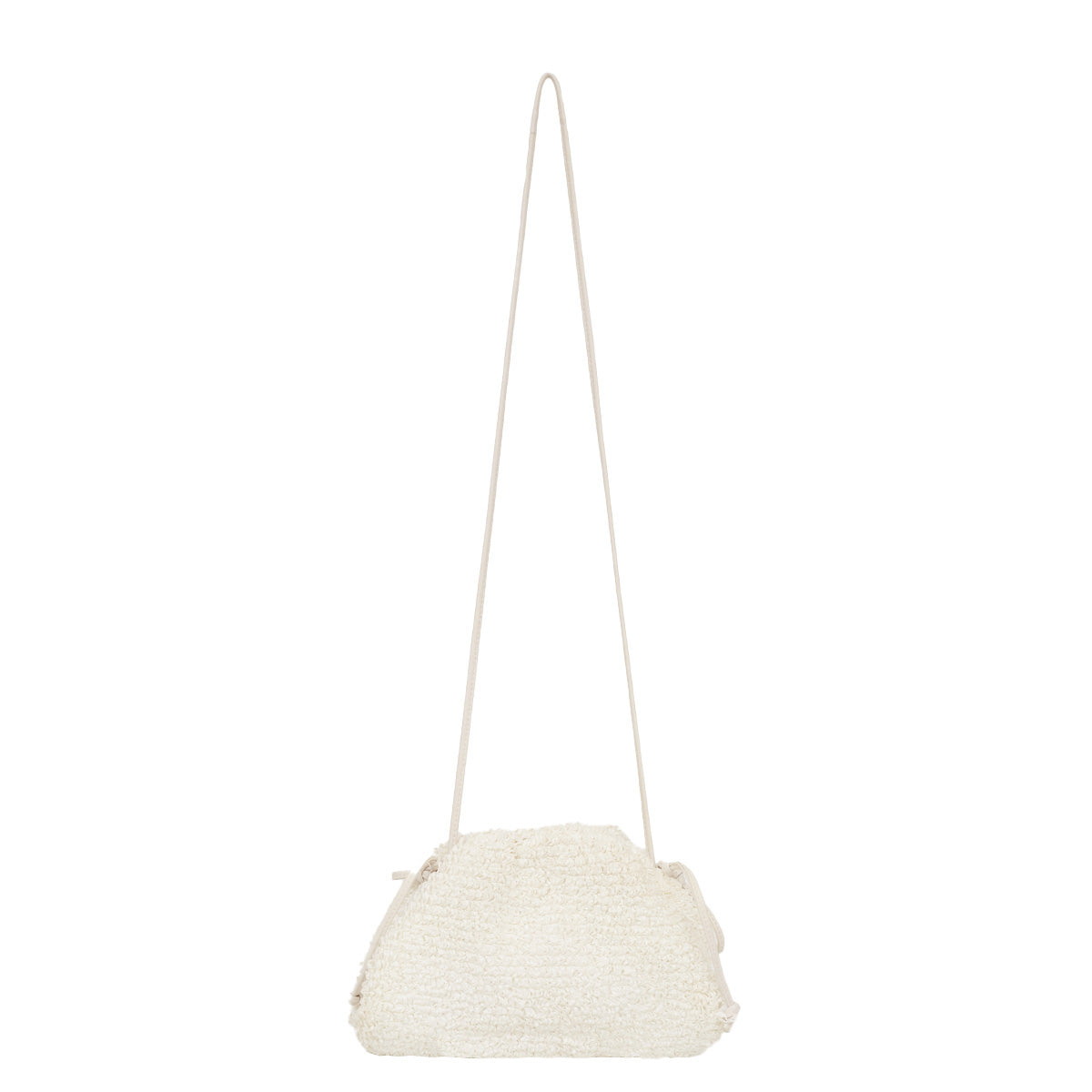 Bolsa Bottega Veneta Mini Pouch Curly Raffia Branca