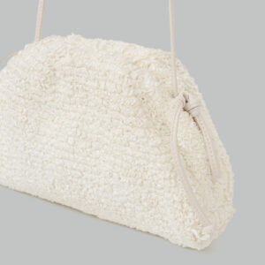 Bolsa Bottega Veneta Mini Pouch Curly Raffia Branca