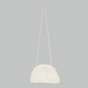 Bolsa Bottega Veneta Mini Pouch Curly Raffia Branca