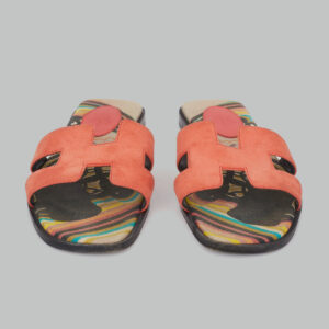 Rasteira Hermès Oran Camurça Coral Tam. 35,5 Br