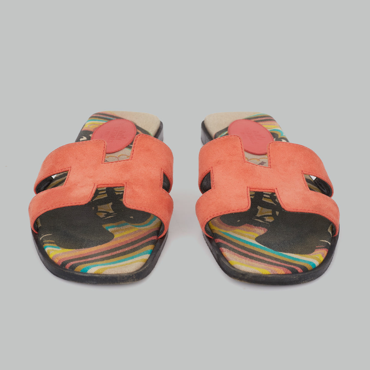 Rasteira Hermès Oran Camurça Coral Tam. 35,5 Br