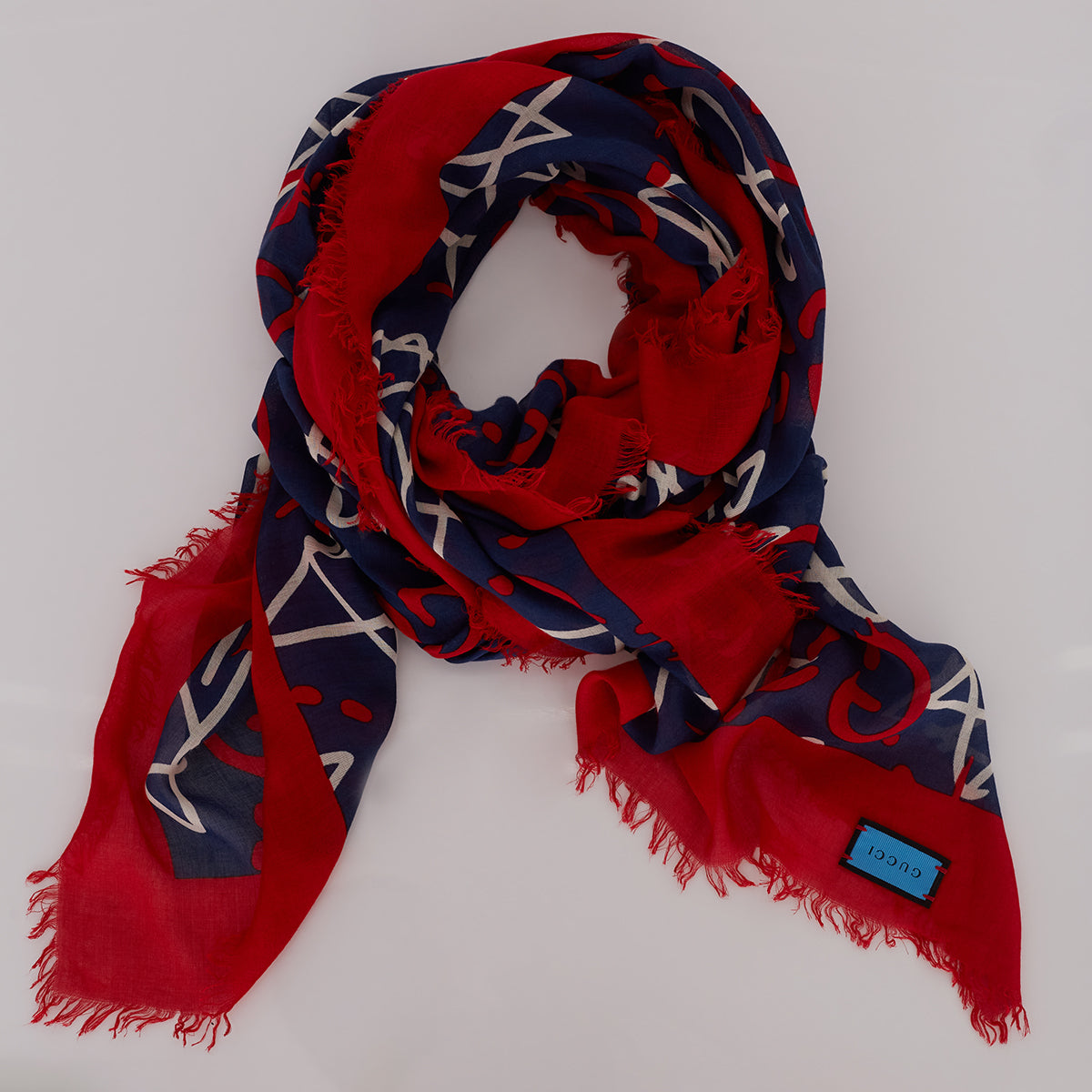 Lenço Gucci Azul Estampado