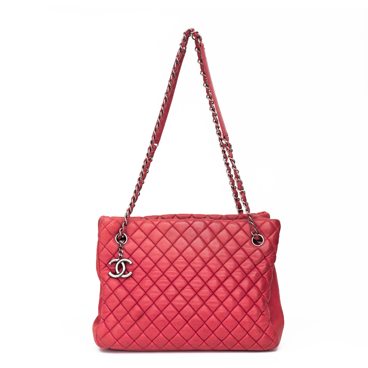 Bolsa Chanel New Bubble Calfskin chain strap tote Vermelha Pequena