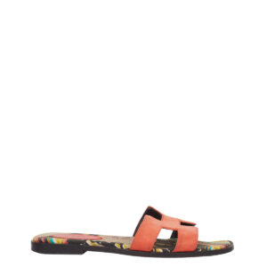 ⁠Rasteira Hermès Oran Camurça Coral Tam. 35,5 Br