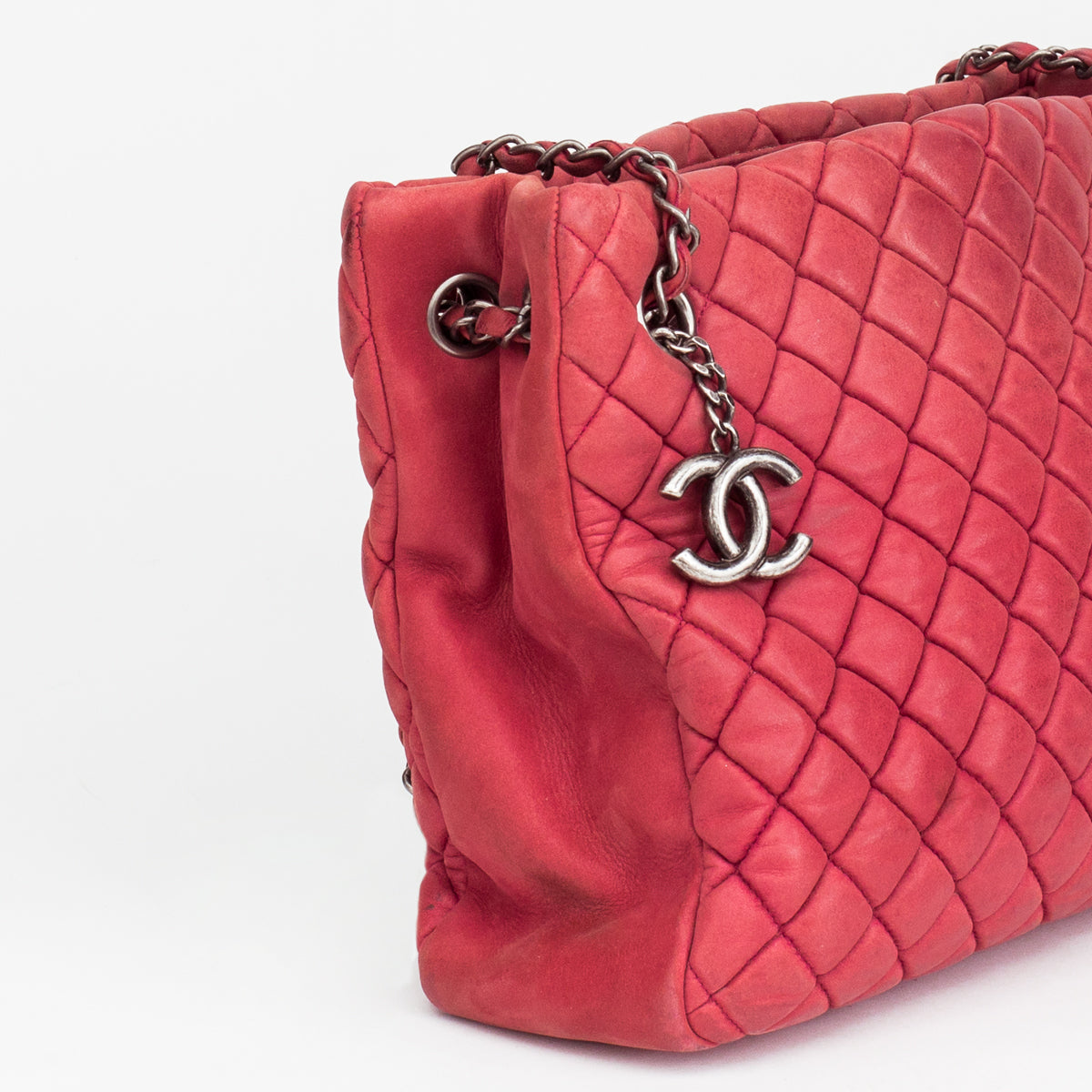 Bolsa Chanel New Bubble Calfskin chain strap tote Vermelha Pequena