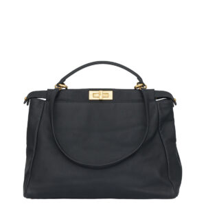 Bolsa Fendi Peekaboo preto Grande com Dourada