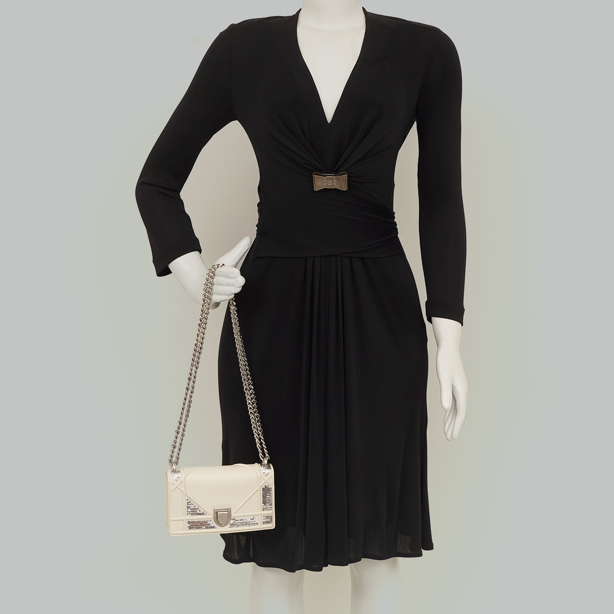 Bolsa Christian Dior Diorama Sequin Mini Off White