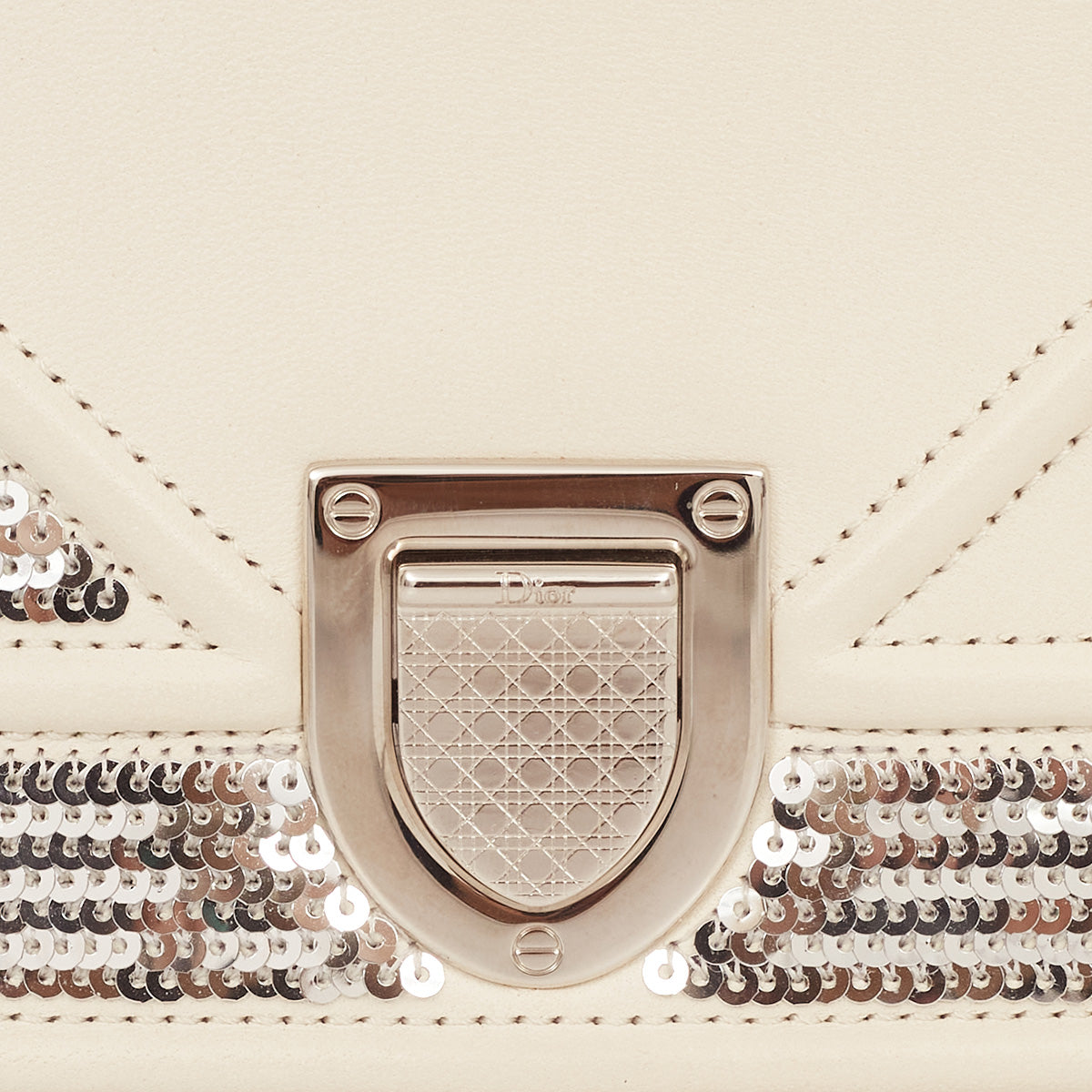 Bolsa Christian Dior Diorama Sequin Mini Off White