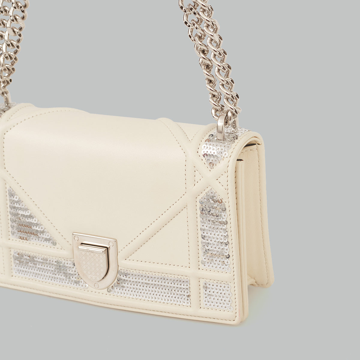 Bolsa Christian Dior Diorama Sequin Mini Off White
