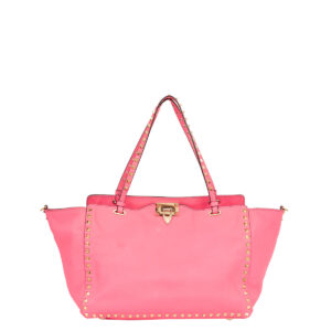 ⁠Bolsa Valentino Rockstud Grainy Rosa Neon