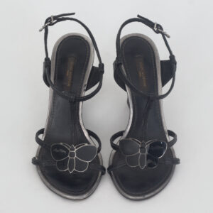 Sandália Louis Vuitton Butterfly Preto com Prata Tam. 36,5
