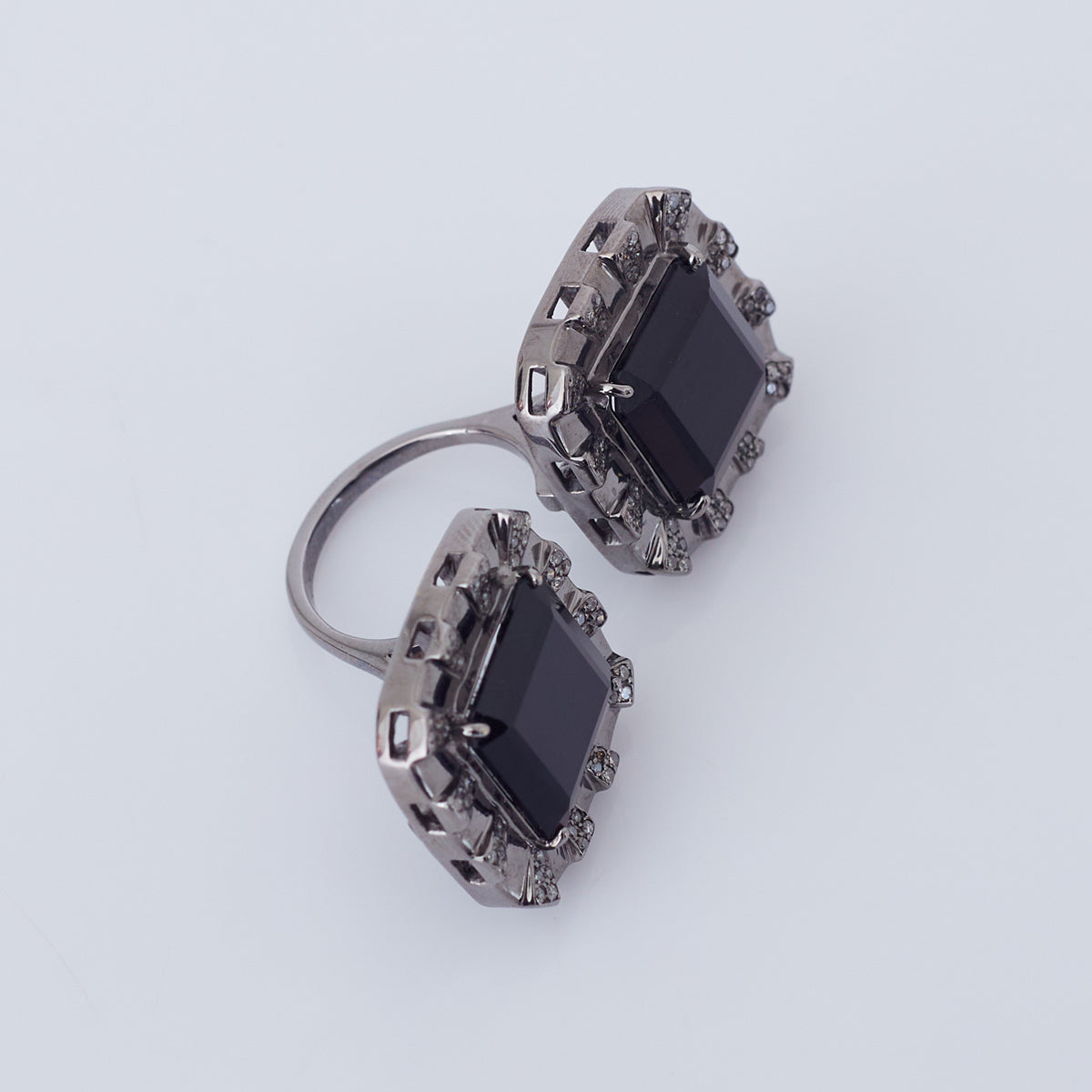 Anel Jack Vartanian Duplo Onix e Diamantes