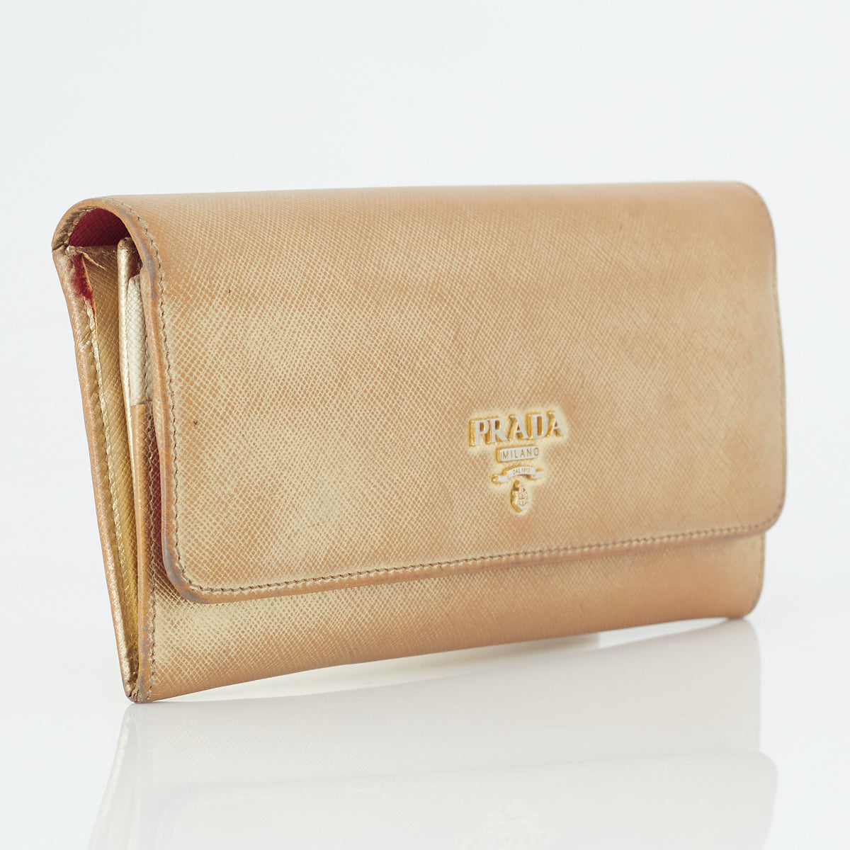 Carteira Prada Dourada Saffiano