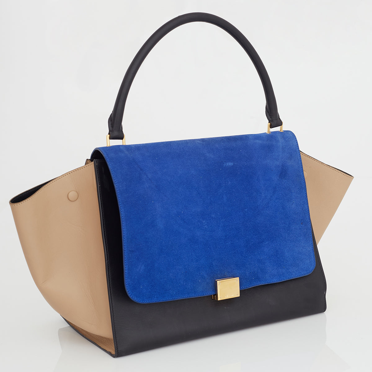 Bolsa Céline Trapeze Tricolor Couro e Caumrça Tam. Grande