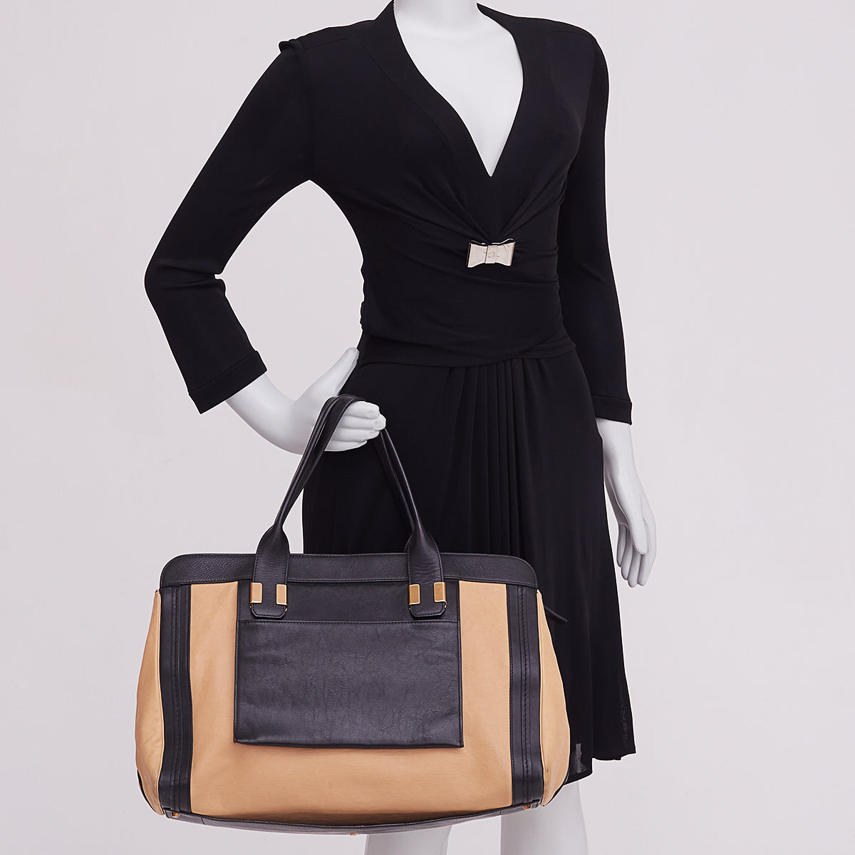 Bolsa Chloé Bicolor Preto e Bege Grande