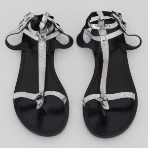 Rasteirinha Isabel Marant de Couro Prateado Tam. 40