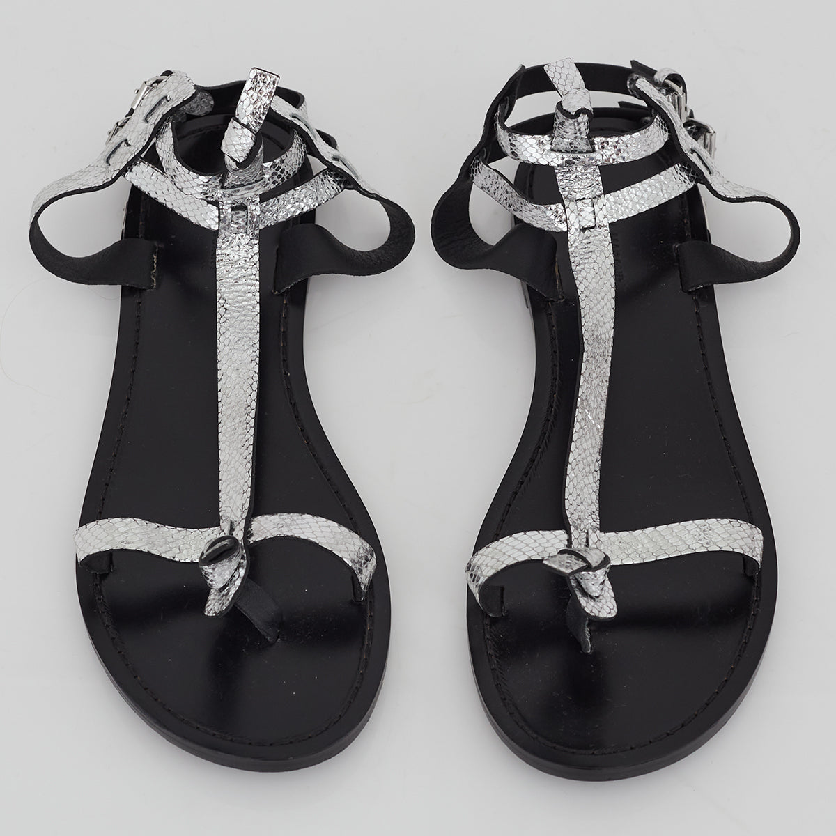 Rasteirinha Isabel Marant de Couro Prateado Tam. 40