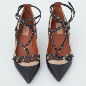 Scarpin Valentino Garavani Salto Baixo Preto e Bege Tam. 39,5