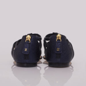 Rasteirinha Chanel Couro Metalizado Tam. 38