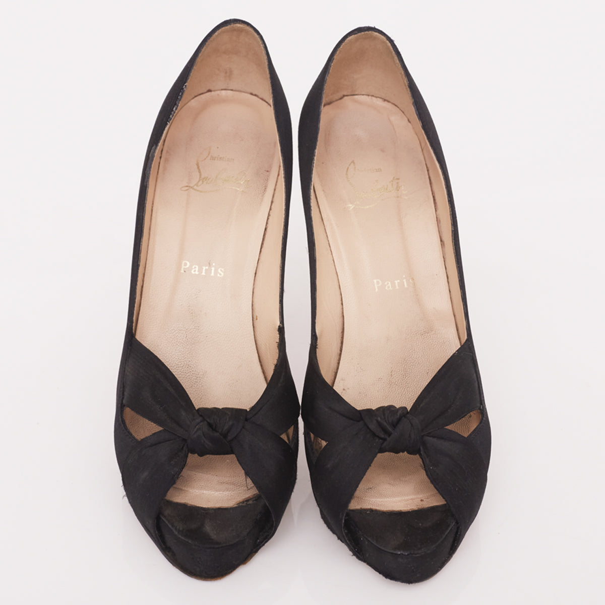 Peep Toe Christian Louboutin Cetim Preto Tam. 38,5