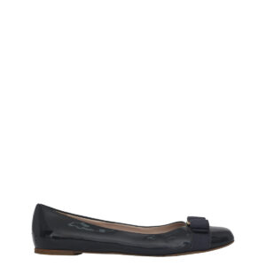 Sapatilha Salvatore Ferragamo Azul Petróleo Verniz Laço Tam. 8