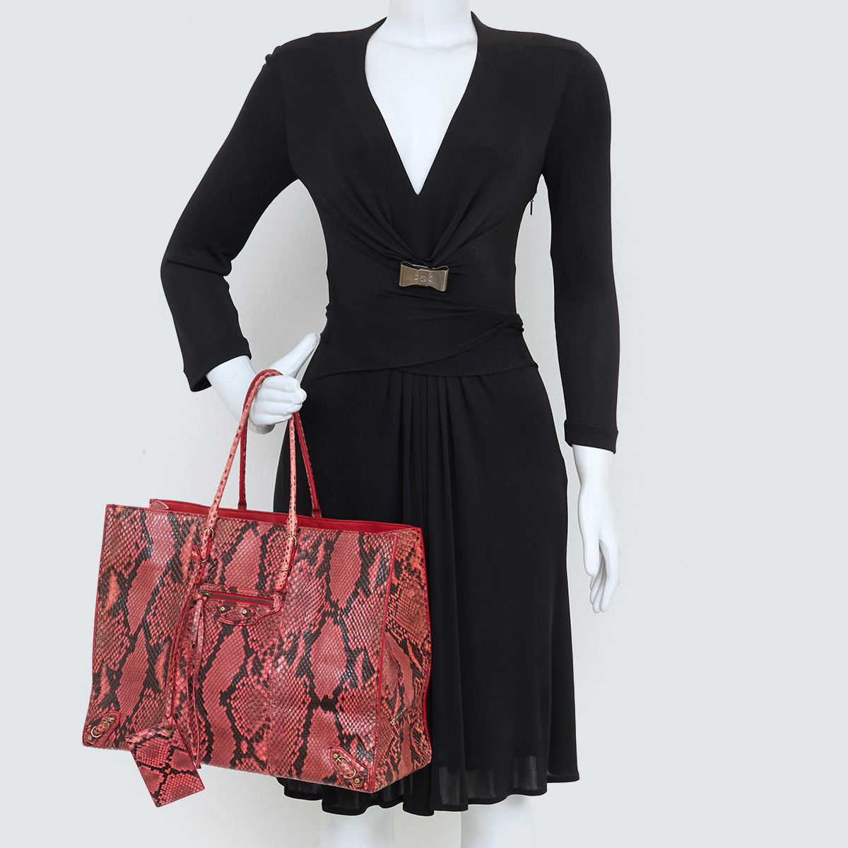 Bolsa Balenciaga Tote Python Vermelha