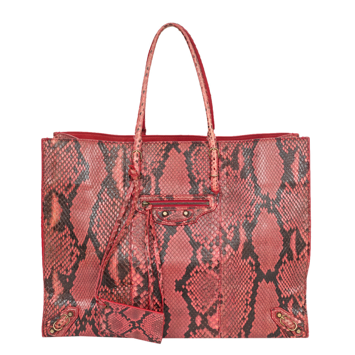 Bolsa Balenciaga Tote Python Vermelha