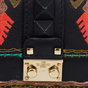 Bolsa Valentino Glam Lock Bordada Preta