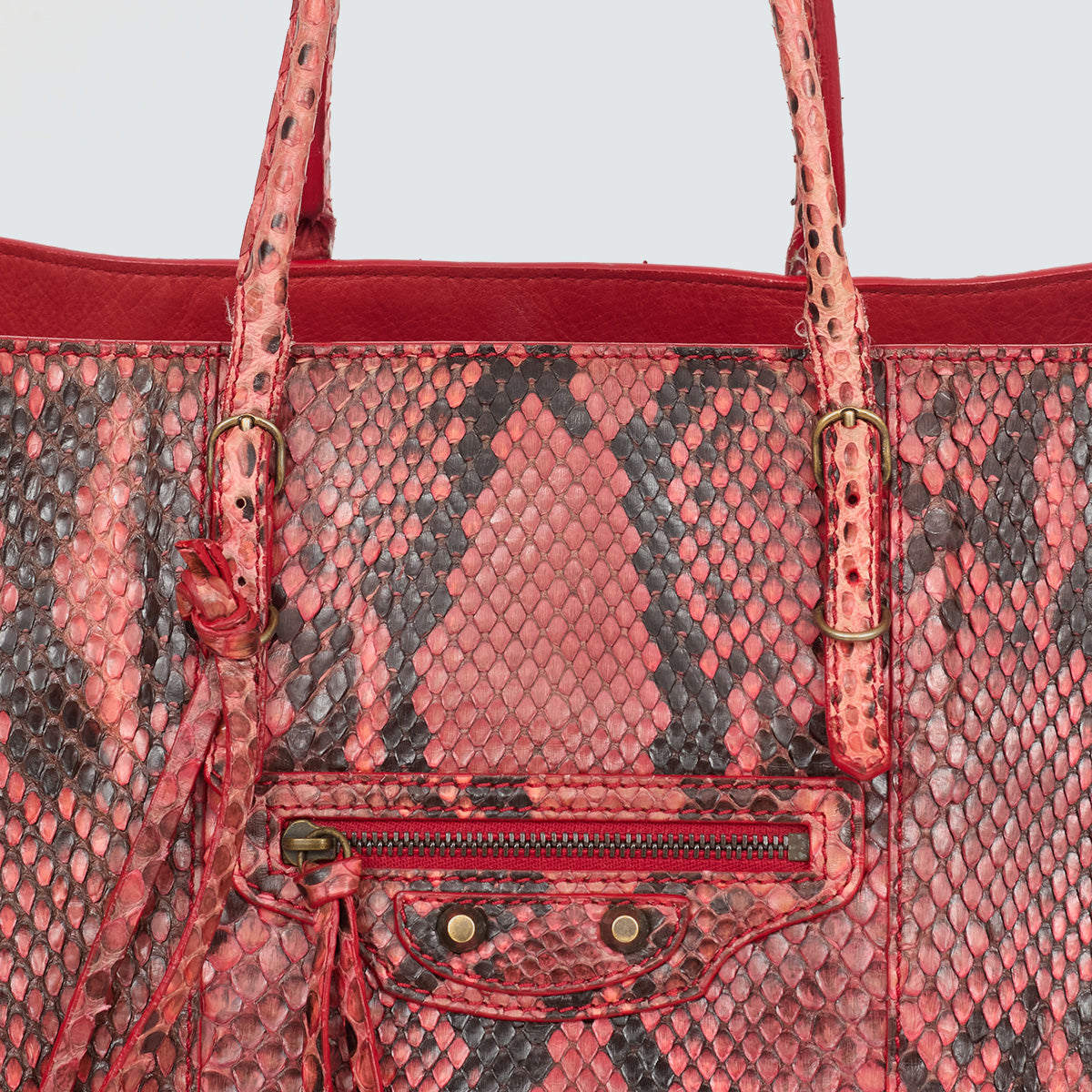 Bolsa Balenciaga Tote Python Vermelha