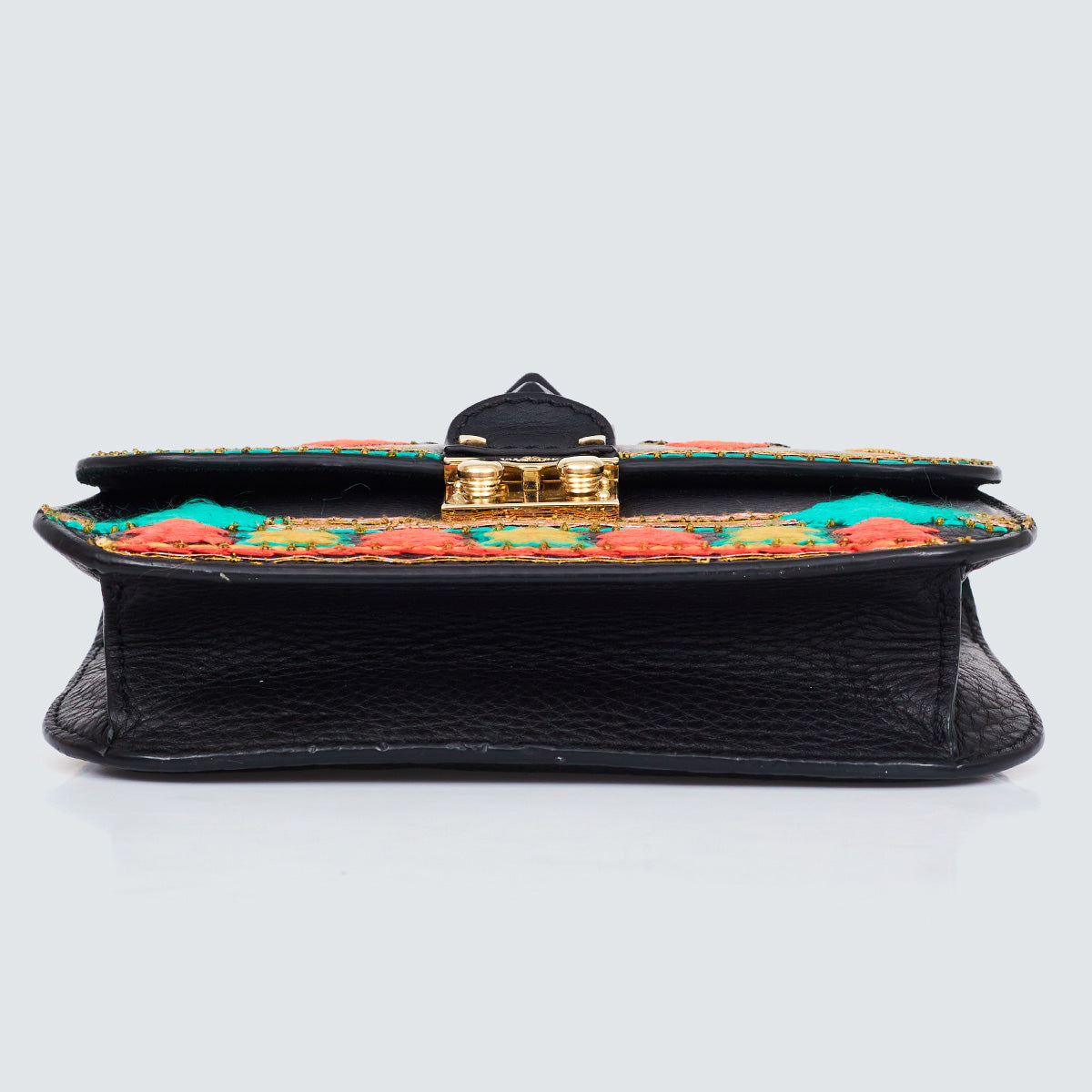 Bolsa Valentino Glam Lock Bordada Preta