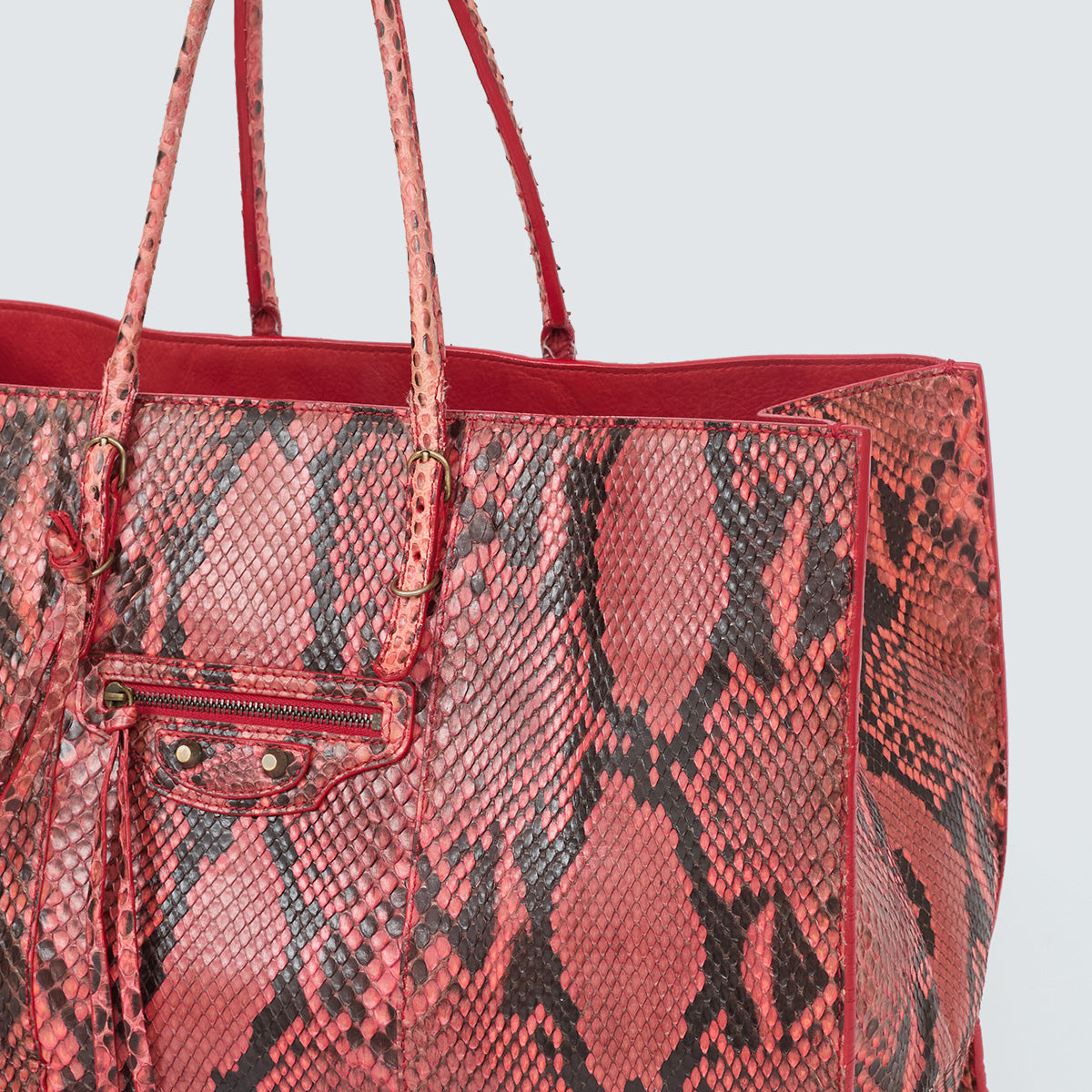 Bolsa Balenciaga Tote Python Vermelha