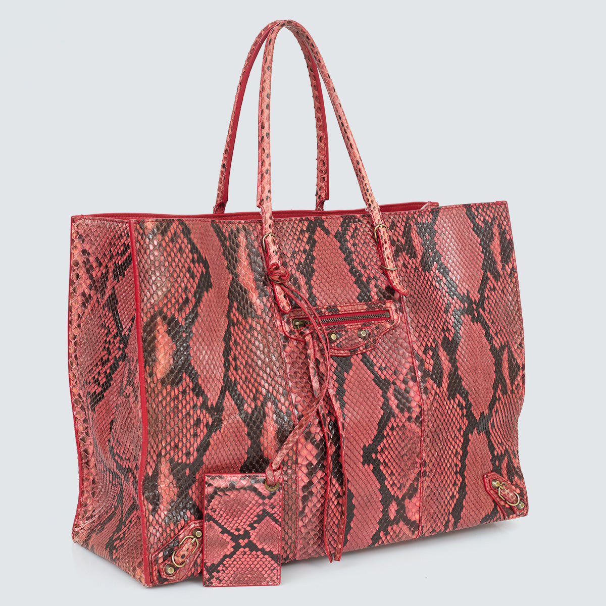 Bolsa Balenciaga Tote Python Vermelha