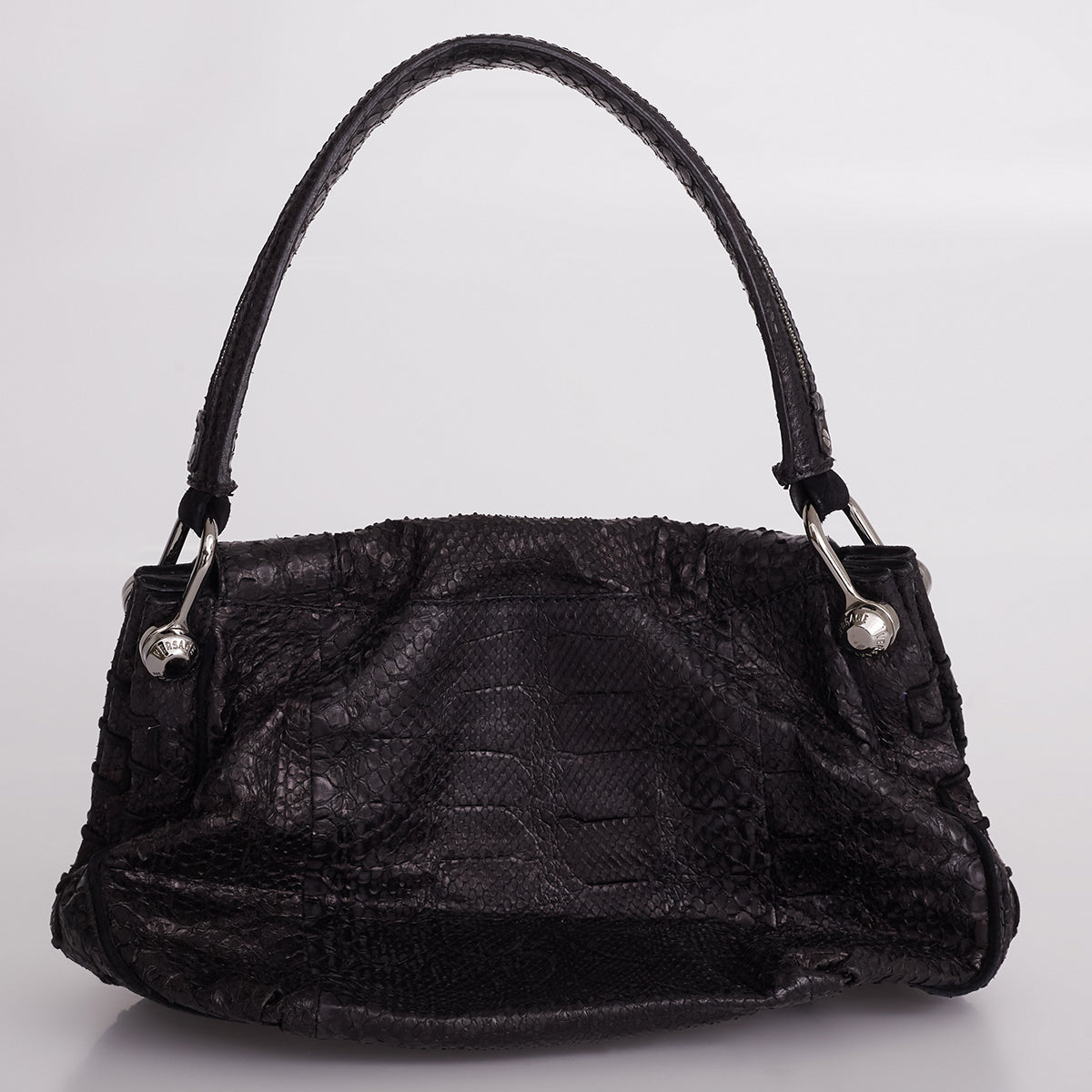 Bolsa Versace Preta em Couro Exótico