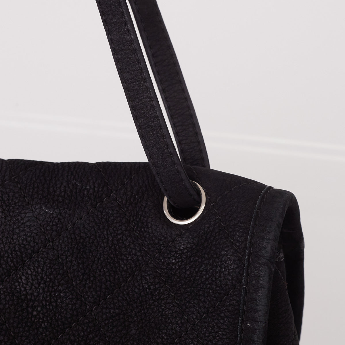 Bolsa Chanel Classic Single Flap Suede Preta
