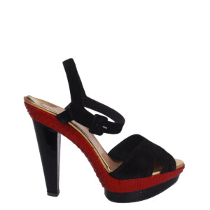Sandalia Louboutin Preta c/ Vermelho Tam. 37 Br