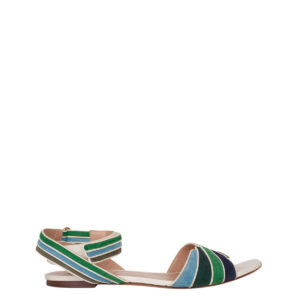 Sandália Valentino c/ Tiras Verde Azul e Off White Tam.39 Br