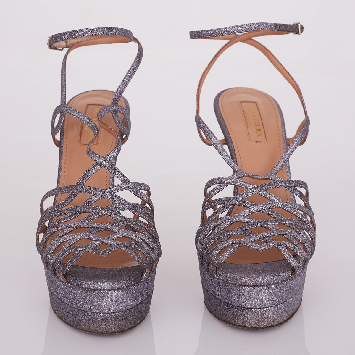Sandália Aquazzura Moroe 130 Prata Tam. 34,5 Br