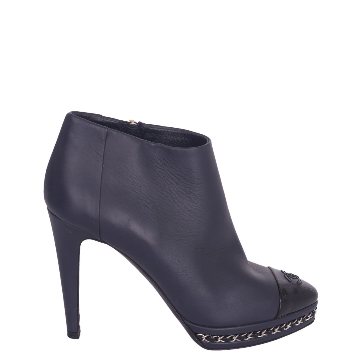 Bota Chanel Couro Azul Marinho TAM. 34,5 BR
