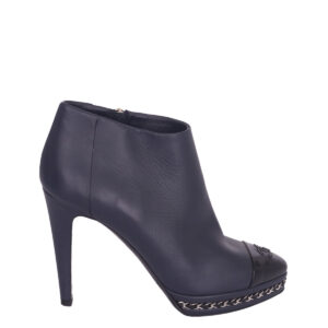 Bota Chanel Couro Azul Marinho TAM. 34,5 BR