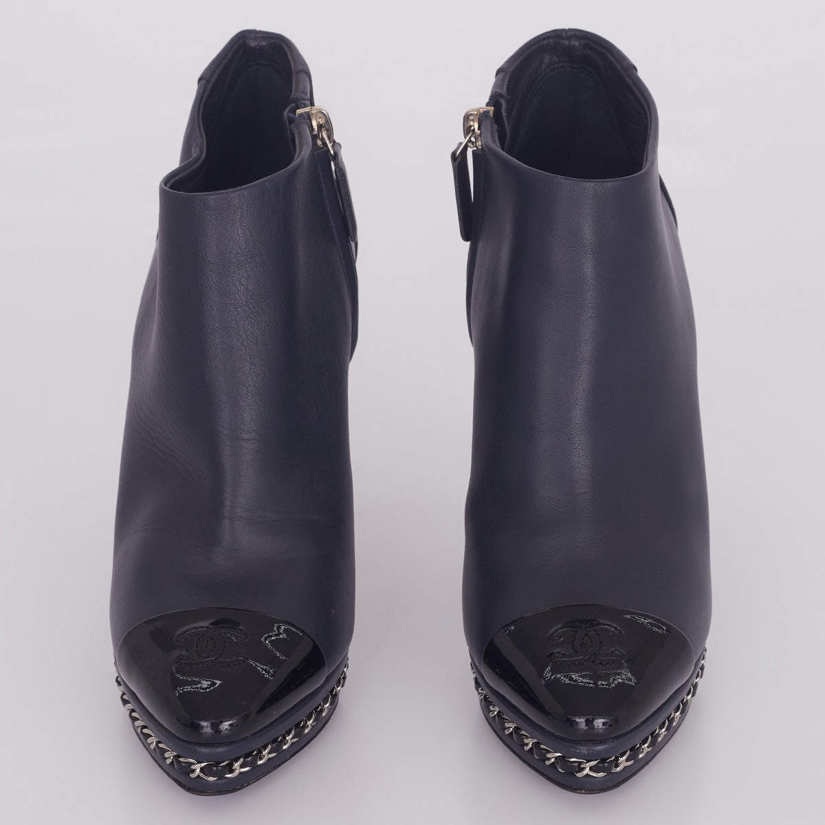 Bota Chanel Couro Azul Marinho TAM. 34,5 BR