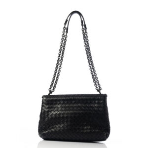 Bolsa Bottega Veneta Intreciatto Preta c/ Aba Flap