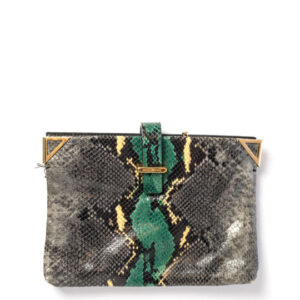 Bolsa Armani Verde em Couro Exótico c/ Alça em Corrente Dourada