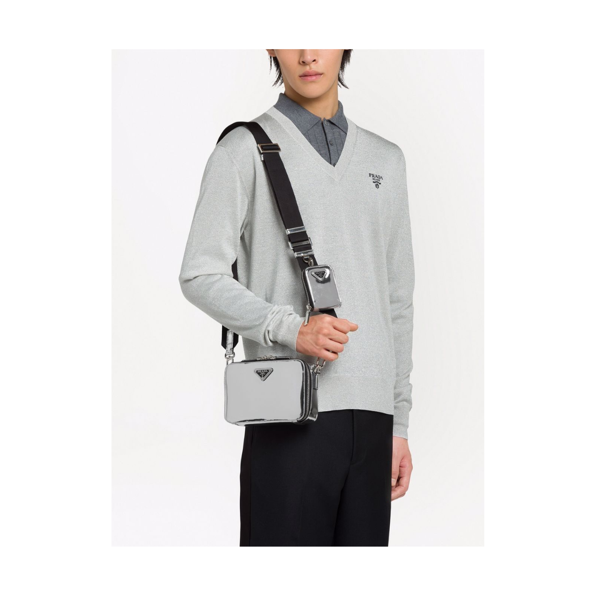 Bolsa Prada Carteiro Brinque Prata