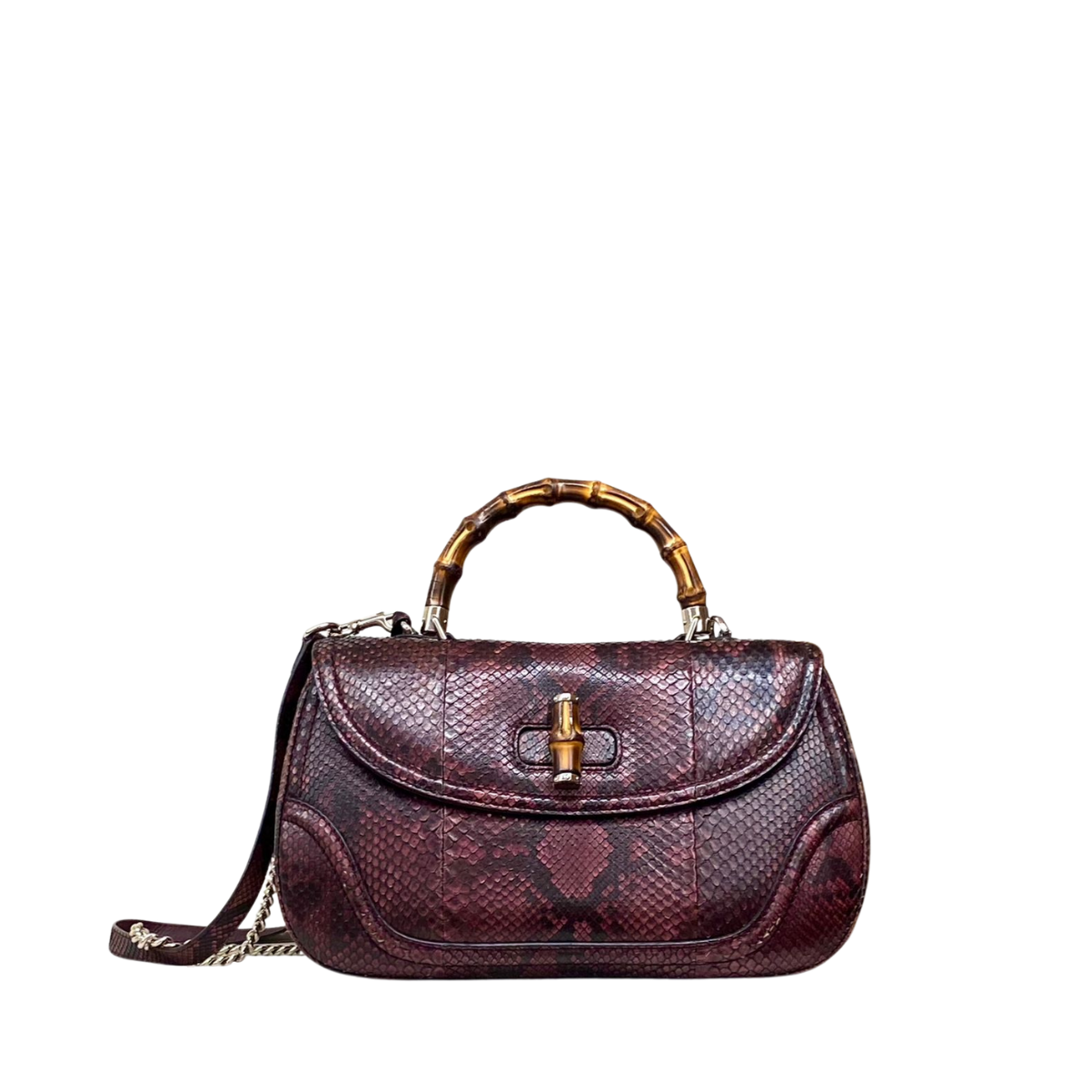 Bolsa Gucci Bamboo Python Vinho