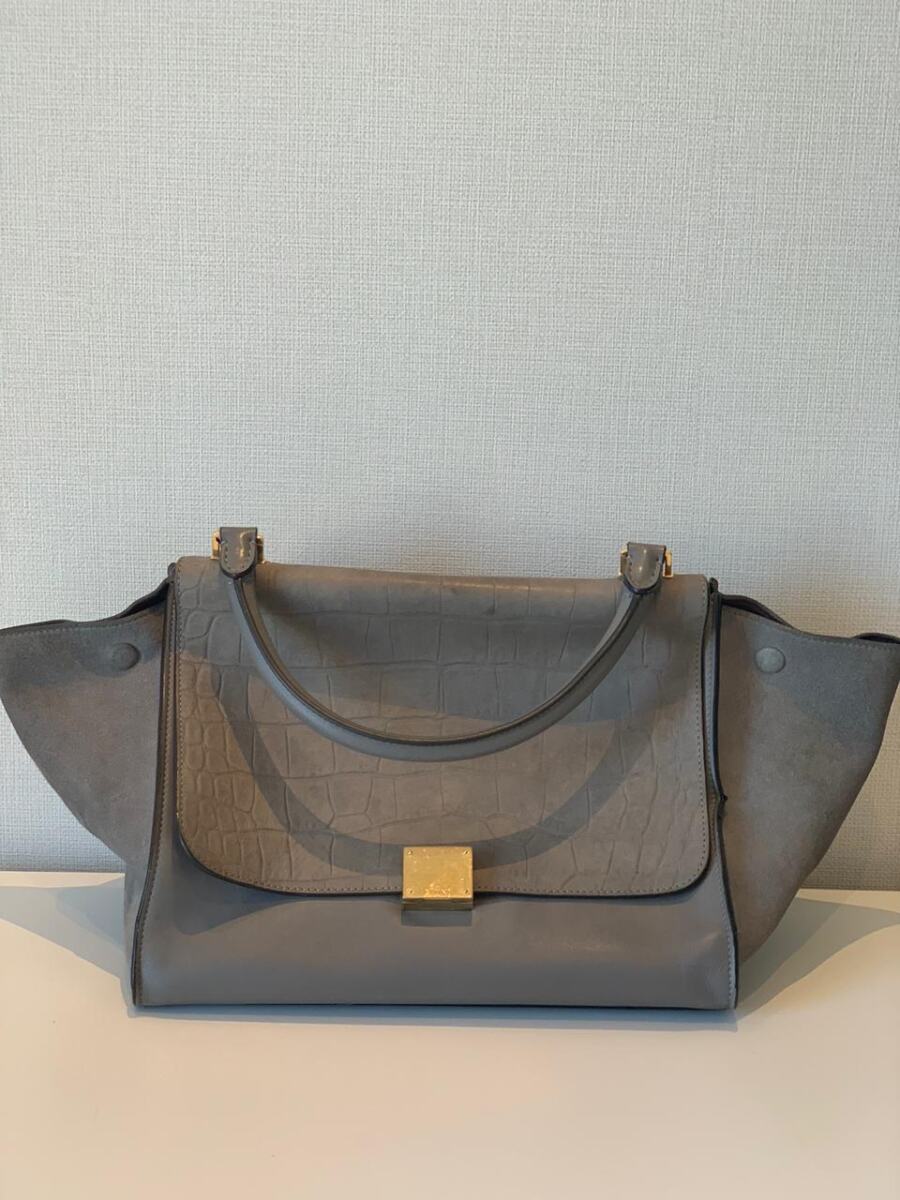 Bolsa Celine Trapeze Marrom Texturizada Média